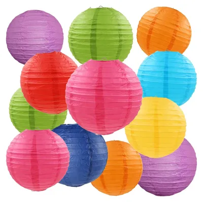 16 Papierlaternen Regenbogen – bunte Deko-Lampions