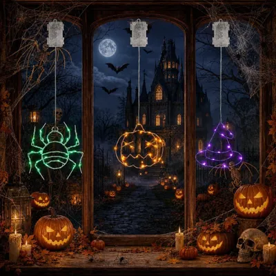 Produktbild von Halloween-Lichterkette Lichterkette Dekolicht - 3 Motive - 8 Lichtmodi - Batteriebetrieben - Eisen