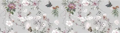 Produktbild von Sanders & Sanders selbstklebende Tapetenbordüre Blumen & Schmetterlinge Grau, Weiß und Lila 10 x 500 cm
