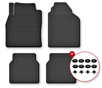 Obrázek produktu pro Gumové vaničkové autokoberce pro: Mazda 2 II 2007-2015 hatchback černé 4 ks s úchyty