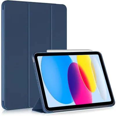 Image de Coque pour iPad 11" (A16) / iPad 10,9" 10e Génération - Protection Anti-Rayures Veille-Réveil Auto - Bleu Marine