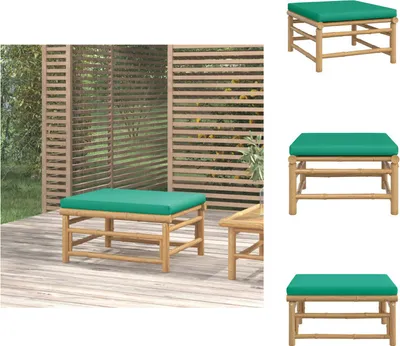 Produktbild von vidaXL Gartenhocker mit Grünem Kissen Bambus -  Gartensofaelemente
