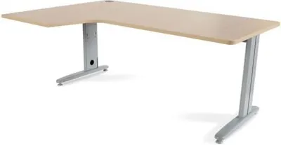 Produktbild von Schreibtisch Metal L-Form links 180x120x72cm Gestell grau Platte Melamin buche.