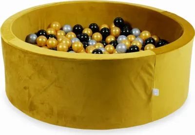 Produktbild von Bällebad 110x40 Samt Gold – Mit 500 Bällen / Silber, Gold, Schwarz