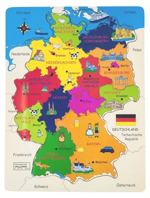 Produktbild von Holzpuzzle Deutschland Kinderpuzzle Puzzlespiel Lernpuzzle Legepuzzle Lernspiel