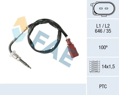 Produktbild von FAE 68002 Abgastemperatursensor für VW GOLF VI (5K1) M14x1,5 646mm