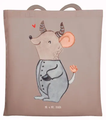 Produktbild von Mr. & Mrs. Panda Tote Bag Stier Astrologie - Braun Pastell - Geschenk, Jutebeutel, Tierkreiszeichen, Schultasche, Stoffbeutel, Geburtstagsgeschenk, Sternzeichen