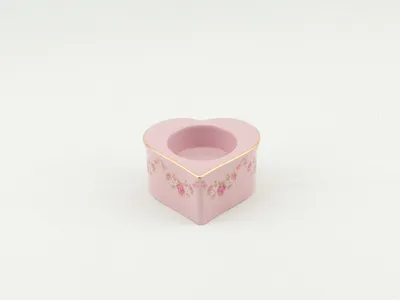 Obrázek produktu pro Svícen srdce na čajovou svíčku, růžový porcelán, kytičky, Leander