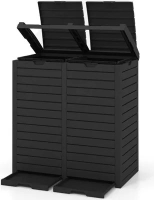 Produktbild von Mülleimer für den Außenbereich, 235 l, zwei Fächer, schwarz