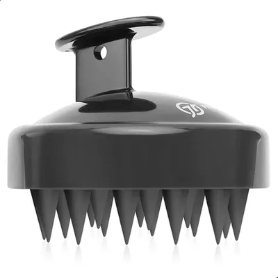 Image de Shampooing Brosse à cheveux Exfoliant Massage de la tête Mouillé Sec Brosse de massage Peigne en silicone Soin de la racine des cheveux Noir
