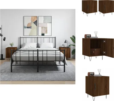 Produktbild von vidaXL Nachttische 2 Stk. Braun Eichen-Optik 40x40x50 cm Holzwerkstoff -  Nachttische