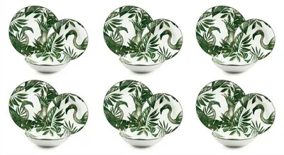 Imagen del producto de Juego de vajilla de 18 piezas, estilo "Jungle Chic", fabricado en porcelana