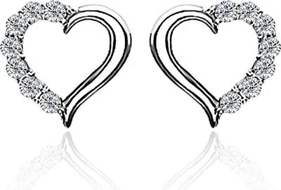 Produktbild von Zirkonia Ohrstecker 925 Sterling Silber Damen Ohrringe Herz Heart Geschenk silber