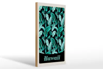 Produktbild von Holzschild Reise 20x30cm Hawaii Insel Strand Blätter blau