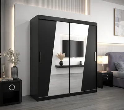 Produktbild von Kleiderschrank mit Schiebetüren MIRIAM – Breite 180 cm, schwarz