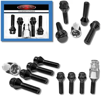 Produktbild von Felgenschloss M12x1,25x37mm Kegelbund 60° schwarze Felgenschlösser Set