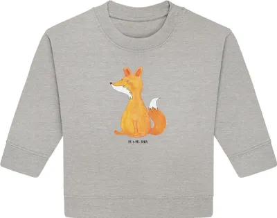 Produktbild von Mr. & Mrs. Panda Organic Baby Pullover Einhorn Wunsch 6. - 12. Monat - Heather Grey - Geschenk, Bullover, Fuchs, Fuchshörnchen, Einhörner, Unicorns, Füchse, Unicorn