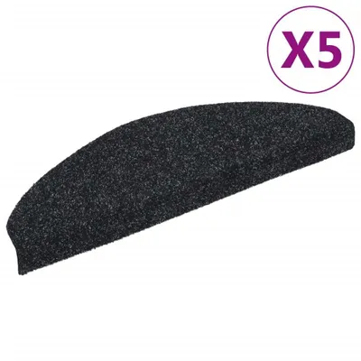 Produktbild von vidaXL Stufenmatten Selbstklebend 5 Stk. 65x21x4 cm Schwarz Halbrund Groß