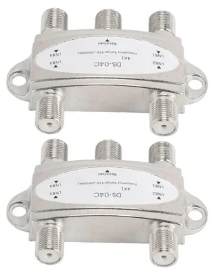 Zdjęcie produktu dla 2 sztuki przełącznika DiSEqC 4x1, 4 wejścia, 1 wyjście, częstotliwość 950-2400 MHz, przełącznik sygnału satelitarnego DiSEqC 1.0/2.0