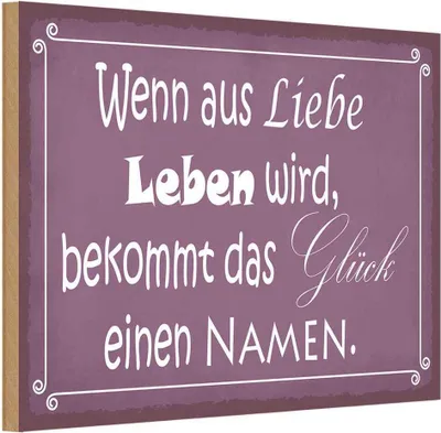 Produktbild von vianmo Holzschild 20x30 cm Glück wenn aus Liebe Leben wird Spruch Zitat