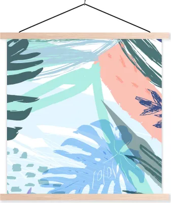 Produktbild von MuchoWow® Textilposter Sommer - Blau - Grün 60x60 cm mit holzfarbenen Rahmen - Wanddekoration