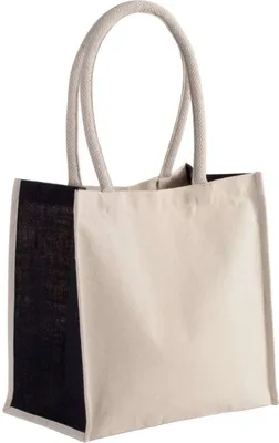 Produktbild von Kimood Bag Einkaufstasche Shopper Schultertasche Baumwolle Jutebeutel, Größe:U, Farbe:Natural/Turquoise
