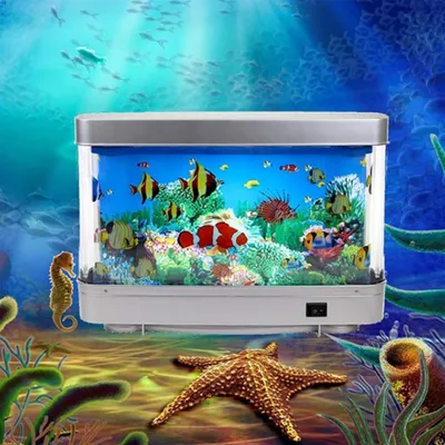 Produktbild von OKWISH LED-Aquariumlampe, Nachtlicht, Zierfischlicht, Dynamisches Virtuelles Ozeandelfin, Niedliche Raumdekoration, Nostalgische Retro-Design Zierfisch-Simulationlampe im 90er-Jahre-Stil, EU-Stecker