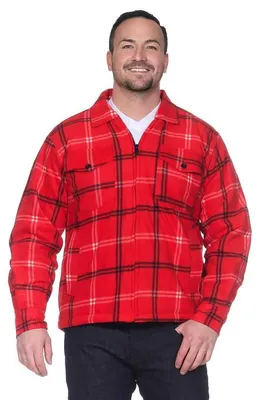 Produktbild von Herren Holzfäller Hemd Thermohemd gefüttert Sweatshirt Kariert Jacke, Rot/Weiß/XL