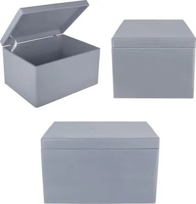 Immagine prodotto di Creative Deco XXL Grande Scatola Grigia in Legno Porta Oggetti | 40x30x24cm | con Coperchio | Cassetta Contenitore per Decorare Cassetta Portagioch