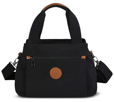 Image de Sac bandoulière Damen en toile - Sac de voyage et de loisirs léger, de couleur noire