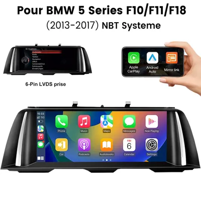 Image de Junsun Autoradio LINUX 10,25 pouces pour BMW Série 5 F10 F11 F18 (2013–2017) NBT – CarPlay et Android Auto sans fil, iDrive, Bluetooth, WLAN, AHD