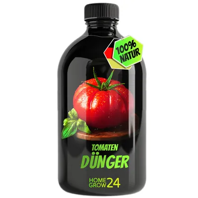 Produktbild von Homegrow24 Tomaten Dünger, Dünger für alle Tomatenpflanzen, 500 ml, Vitalstoffkomplex mit effektiven Mikroorganismen und organischer Pflanzenkohle