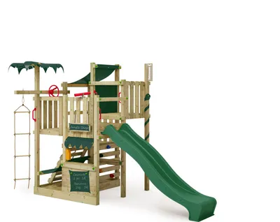 Image de FATMOOSE Tour à grimper CrazyCoconut avec toboggan, jeu de jardin avec échelle & accessoires de jeu - vert