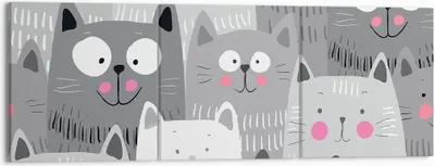 Produktbild von Bild auf Leinwand - Leinwandbild - Kittys Tiere Illustration - 150x50cm - Wand Bild - Wanddeko - Leinwanddruck - Bilder - Kunstdruck - Wanddekoration - Leinwand bilder - Wandkunst - CA150x50-2890