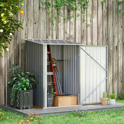 Productafbeelding van Okwish tuinhuis met schuine dak en afsluitbare deur, grijs