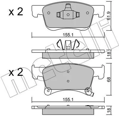 Produktbild von METELLI Bremsbeläge Satz Vorne Bremsklötze für OPEL Corsa E Schrägheck (X15) 22-1035-0