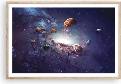 Produktbild von Gerahmtes Poster - Rahmen in heller Eiche - Kosmos Planeten die Sterne - 91,5x61 cm - Wand Bild - Wanddeko - Wandbilder - Kunstposter - Wandposter - Bilderrahmen - Bilder - Kunstdruck P2NAA91x61-4851