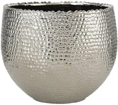 Produktbild von Übertopf Lajos Steingut  H.19 cm Ø.24 cm silber groß
