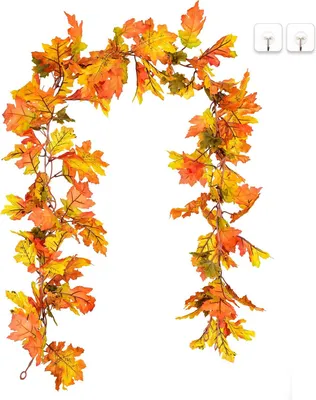 Produktbild von 2er Pack Herbst Ahorn Girlande - 5,9ft / Stück künstliche Herbstlaub Girlande bunte Thanksgiving-Dekor für zu Hause Hochzeit Kamin Party Weihnachten, Maple Leaf Vine-A