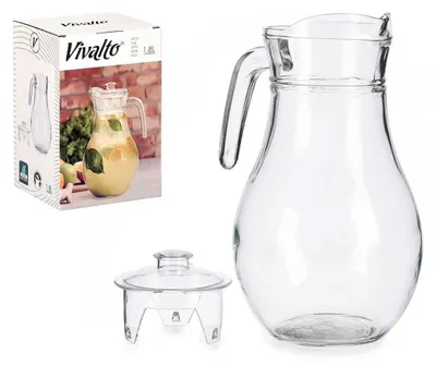 Imagen del producto de Jarra de vidrio con tapa, ideal para agua y zumos