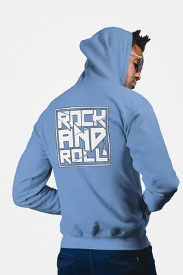 Produktbild von D&B Unisex Hoodie ZIPST00120 Rock And Roll Hellblau-Größe L