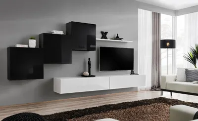 Produktbild von Komplett Designer Wohnzimmer 3x Wandschränke Weiß Sideboard 6tlg. Wohnwand Neu