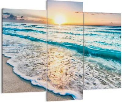 Produktbild von Bild auf Leinwand - Leinwandbild - Meer Welle Strand - 130x100cm - Wand Bild - Wanddeko - Leinwanddruck - Bilder - Kunstdruck - Wanddekoration - Leinwand bilder - Wandkunst - CB130x100-3621