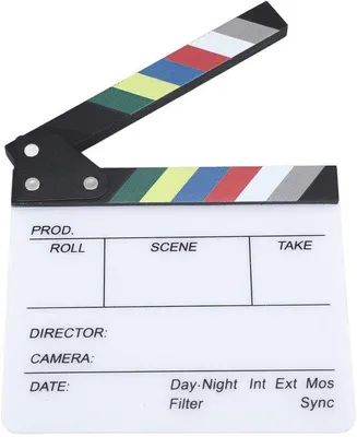 Productafbeelding van Acryl filmclapperboard - 20x19,5 cm - Ideaal voor filmproductie - Duurzaam en afveegbaar - Voor regisseurs