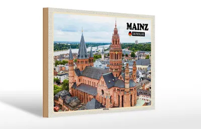 Produktbild von Holzschild Städte Mainz Kaiserdom Kirche Christentum 30x20cm