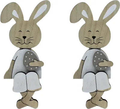 Produktbild von Holz Hase mit Osterei - Kantenhocker 8 x 18cm 2 Stück