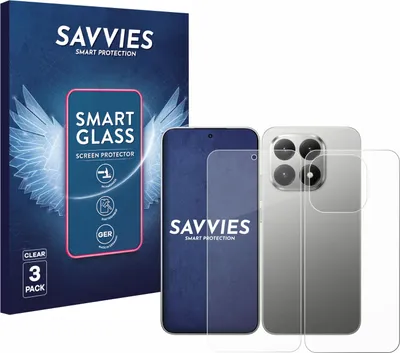 Produktbild von 3x Savvies Schutzglas Folie für Xiaomi 15T (Display+Rückseite) 9H Panzer Schutzfolie Glas Displayschutz klar transparent