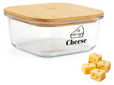 Productafbeelding van Borosilicaat Glazen Kaasdoos met Bamboe Deksel