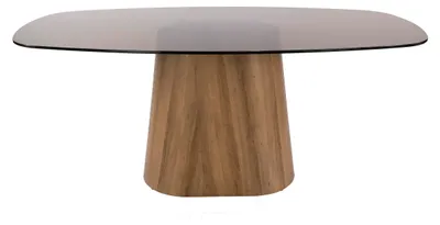 Produktbild von Villa Möbel Esstisch Tinto dänisch oval mit Glasplatte 180 x 90 cm und Zentralgestell