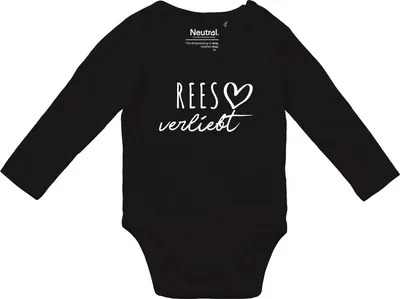 Produktbild von Huuraa Baby Body Rees verliebt 74 Black  Baumwolle Fairtrade Langarmbody Geschenkidee